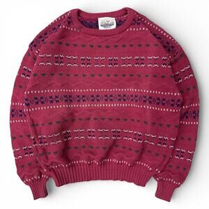 Vintage ALPS Textured Abstract Geometric Pattern Fisherman Crewneck Sweater 3D